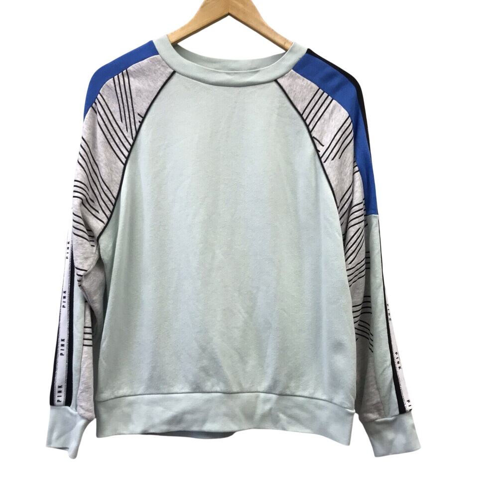 Pink Victorias Secret Sweatshirt Womens XS Green Spell Out